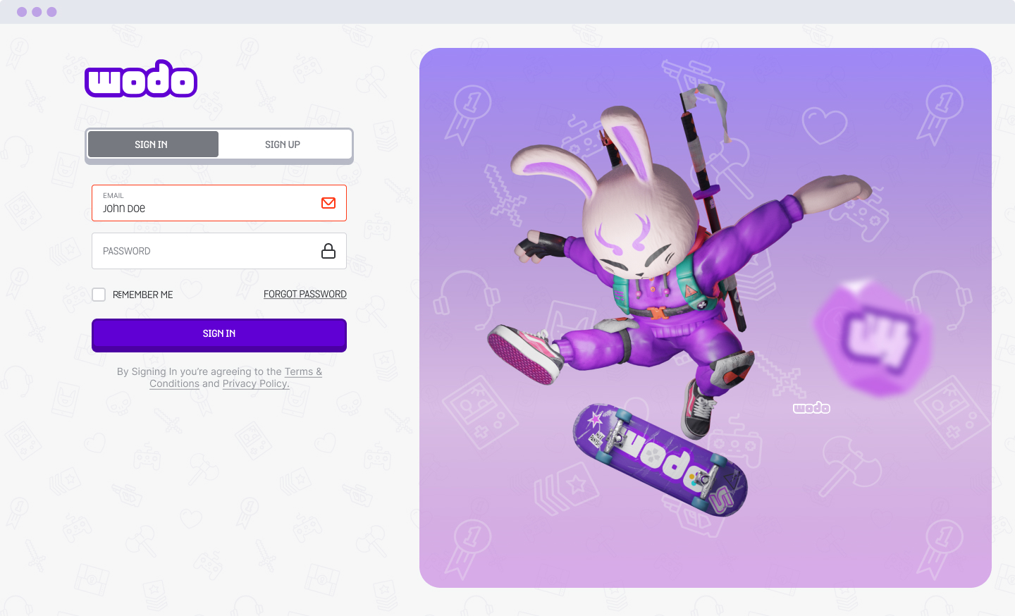 Game Hub Login Screen